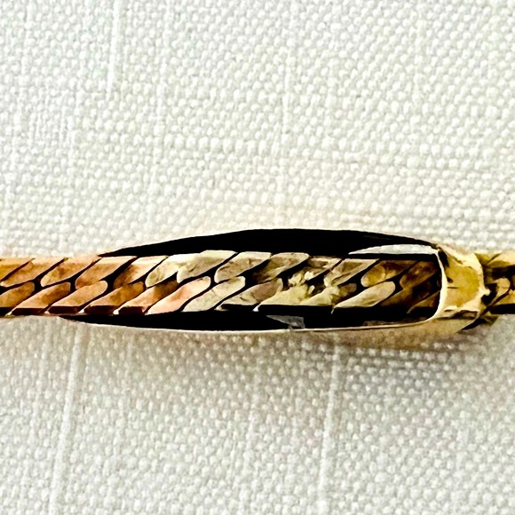 Bracelet~Italy 14K & 3~Garnets / Stamped / Vintage - Picture 10 of 16